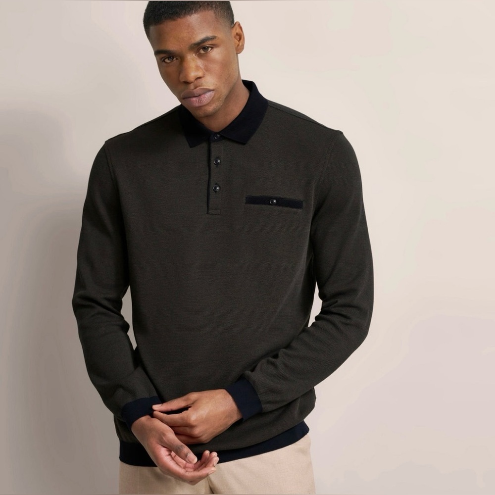 Mens Bugatti Long Sleeve Polo Shirt Size Large Like NEW